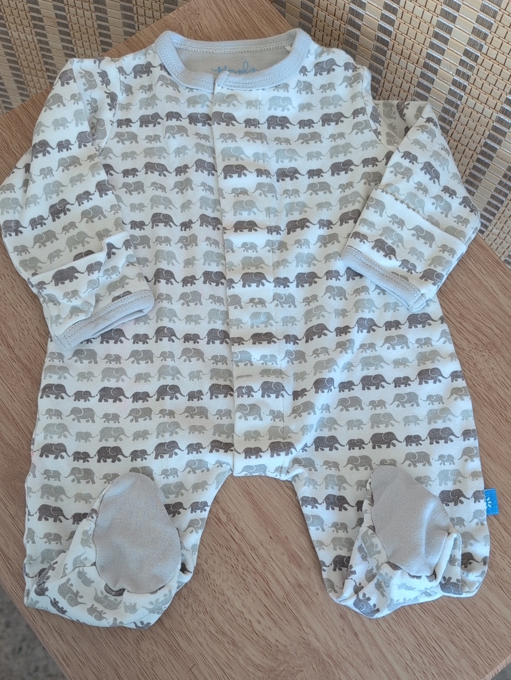 Magnetic Me Beige & Gray Elephant Footed One-Piece
